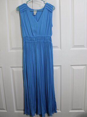 Joie Womens Summer Lake Blue Sleeveless Pleated Maxi Dress